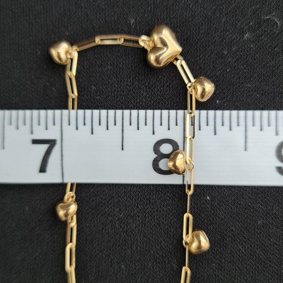 18k Bracelet with multiple small hearts charm - Picture 8 of 15